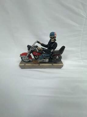 Summit Collection Skeleton Biker Riding Patriotic Fat Boy Motorcycle Figurine